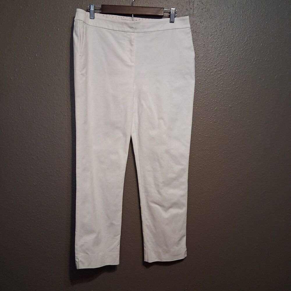 Boden 10 Pants White Straight Leg Ankle Pockets Classic Basic Spring Coastal